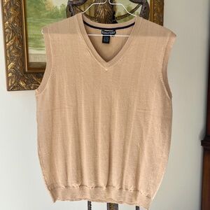 Winter Silks Mens Beige V-Neck Cotton Sweater Vest Size L